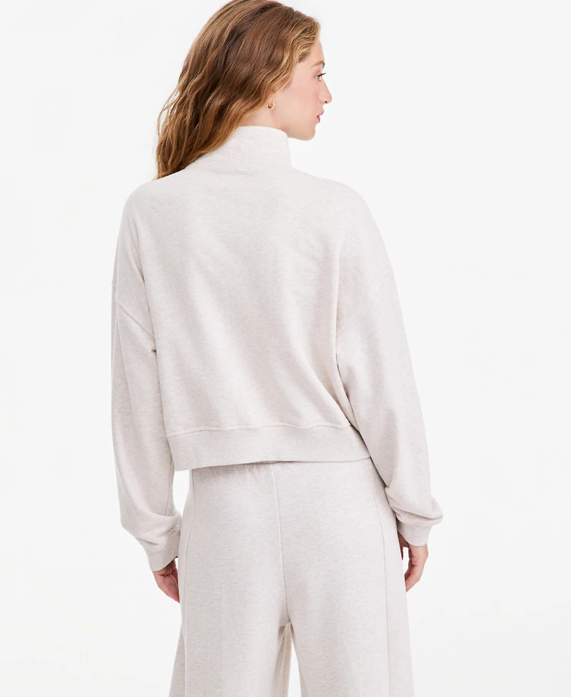And Now This Women's Snap Henley Fleece French Terry Mock Neck Sweatshirt, Macy's Exclusive