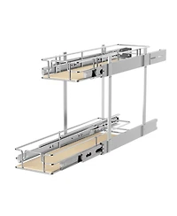 Lovmor 2 Tier Individual Pull Out Cabinet Organizer D Slide Wood Shelves Storage for Kitchen