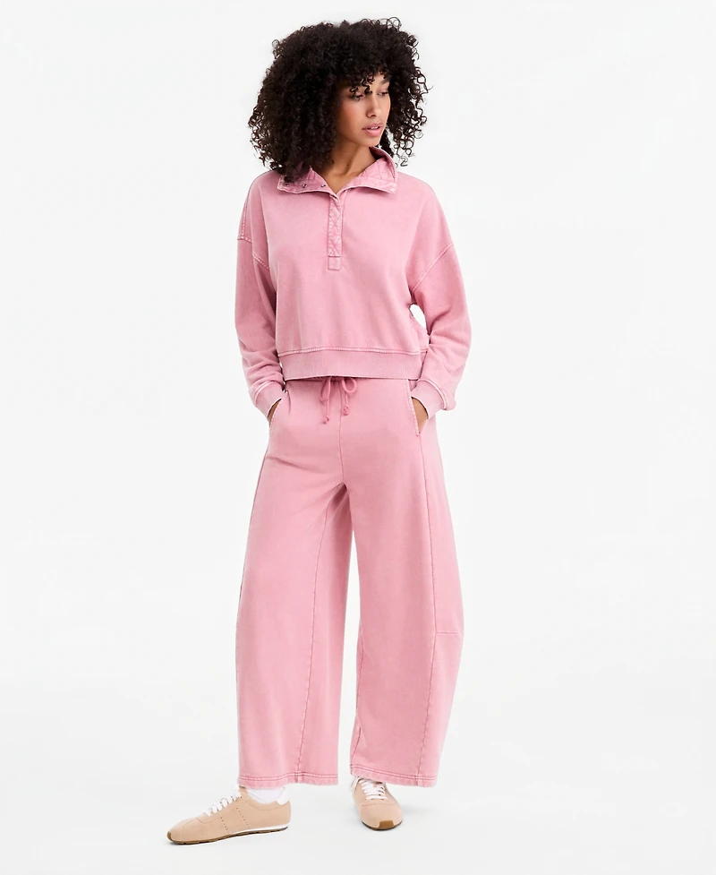And Now This Petite French Terry Barrel-Leg Pants, Macy's Exclusive