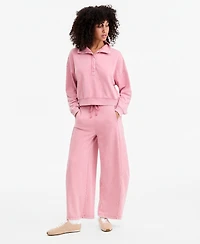 And Now This Petite French Terry Barrel-Leg Pants, Macy's Exclusive