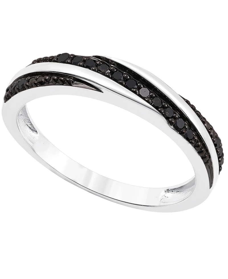 Black Diamond Twist Look Ring (1/6 ct. t.w.) Sterling Silver