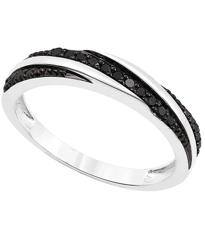 Black Diamond Twist Look Ring (1/6 ct. t.w.) Sterling Silver