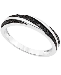 Black Diamond Twist Look Ring (1/6 ct. t.w.) Sterling Silver
