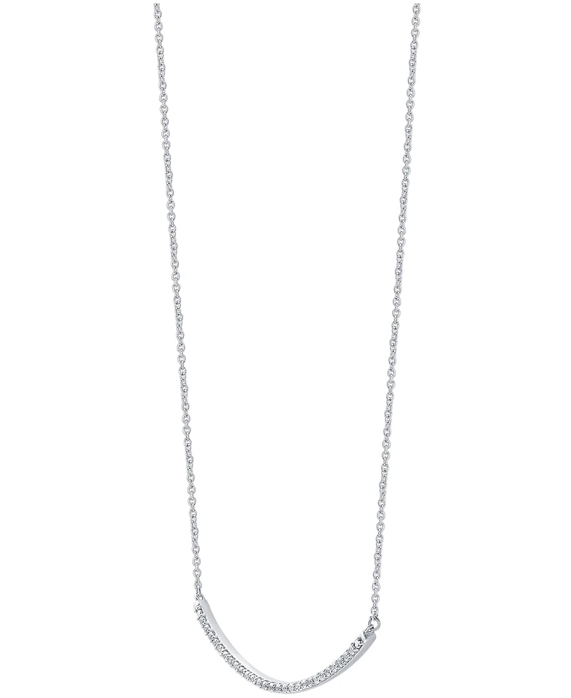Marsala Diamond Curved Bar 16" Collar Necklace (1/4 ct. t.w.) in Sterling Silver