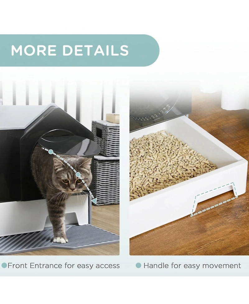Ruie Hooded Cat Litter Box with Drawer Pan Deodorizers and Mat