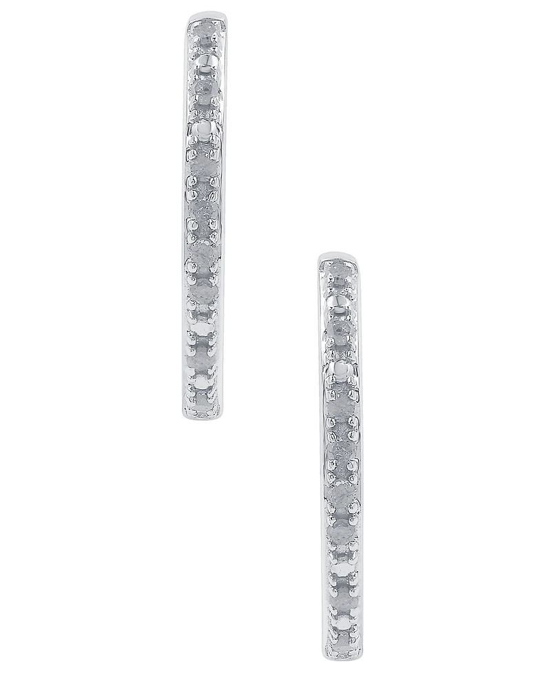White Diamond (1/6 ct. t.w.) & Black Diamond (1/10 ct. t.w.) In & Out Small Hoop Earrings in Sterling Silver