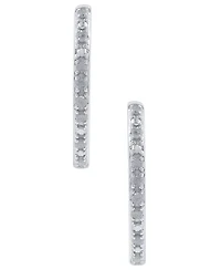 White Diamond (1/6 ct. t.w.) & Black Diamond (1/10 ct. t.w.) In & Out Small Hoop Earrings in Sterling Silver