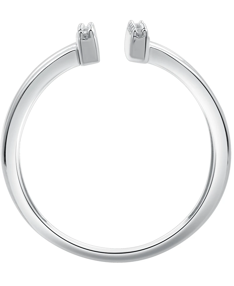 Diamond Double Bar Cuff Ring (1/10 ct. t.w.) Sterling Silver