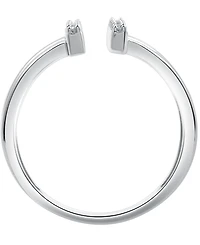 Diamond Double Bar Cuff Ring (1/10 ct. t.w.) Sterling Silver