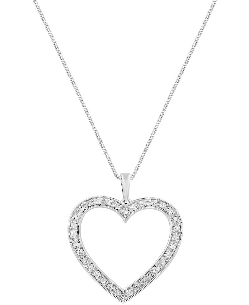Marsala Diamond Heart 18" Pendant Necklace (1/4 ct. t.w.) in Sterling Silver