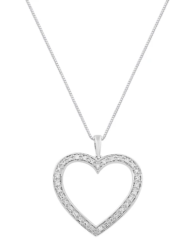 Marsala Diamond Heart 18" Pendant Necklace (1/4 ct. t.w.) in Sterling Silver