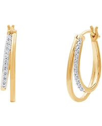 Marsala Diamond & Polished Double Oval Hoop Earrings (1/4 ct. t.w.) in Sterling Silver & 14k Gold-Plate