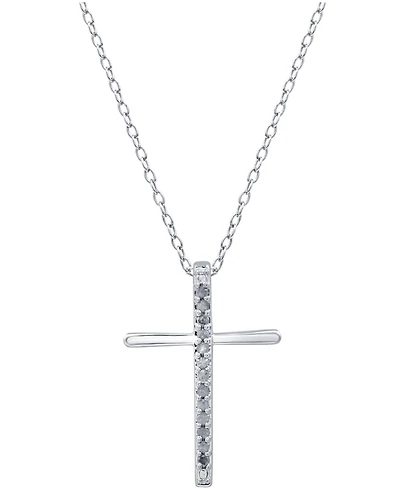 Diamond Cross 18" Pendant Necklace (1/10 ct. t.w.) Sterling Silver or & 14k Gold-Plate
