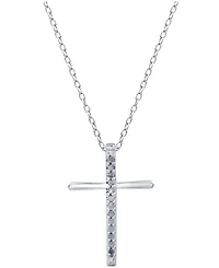 Diamond Cross 18" Pendant Necklace (1/10 ct. t.w.) Sterling Silver or & 14k Gold-Plate
