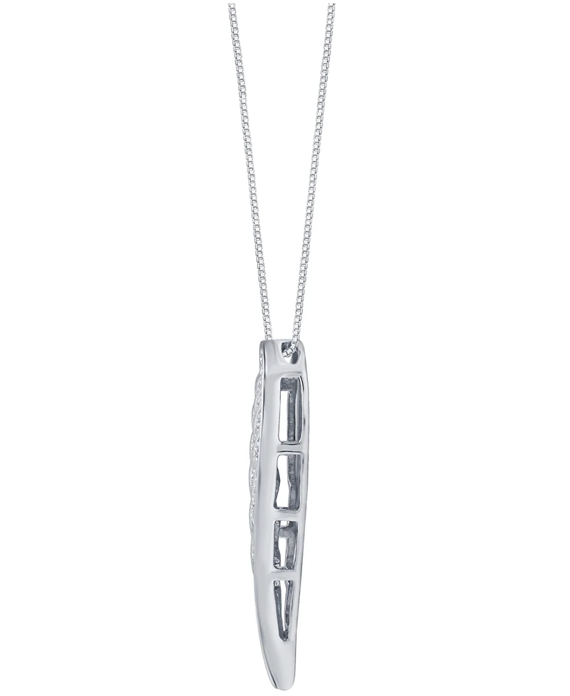 Black Diamond (1/10 ct. t.w.) & White Diamond (1/20 ct. t.w.) Wing 18" Pendant Necklace in Sterling Silver
