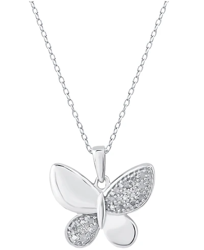 Diamond Butterfly 18" Pendant Necklace (1/10 ct. t.w.) in Sterling Silver