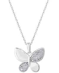 Diamond Butterfly 18" Pendant Necklace (1/10 ct. t.w.) in Sterling Silver