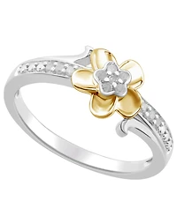 Diamond Flower Ring (1/10 ct. t.w.) in Sterling Silver & 14k Gold-Plate