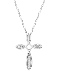 Diamond Loop Cross 18" Pendant Necklace (1/10 ct. t.w.) in Sterling Silver