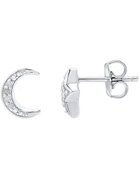 Diamond Moon & Star Stud Earrings (1/10 ct. t.w.) in Sterling Silver