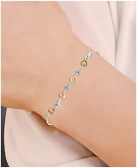 Diamond Heart & Cross Bolo Bracelet (1/6 ct. t.w.) in Sterling Silver & Gold-Plated Sterling Silver