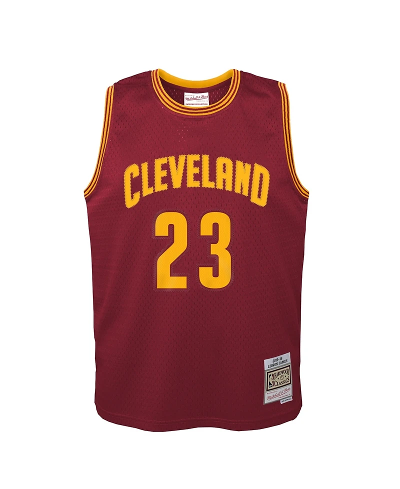 Mitchell & Ness Big Boys and Girls LeBron James Wine Cleveland Cavaliers 2015/16 Hardwood Classics Swingman Jersey
