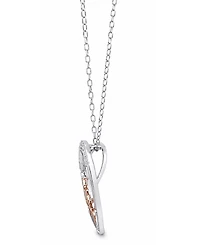 Diamond Mom Heart 18" Pendant Necklace (1/10 ct. t.w.) in Sterling Silver & 18k Rose Gold-Plate