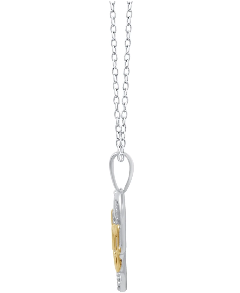 Diamond Mom Heart Pendant Necklace (1/10 ct. t.w.) in Sterling Silver & 18K Gold-Plate