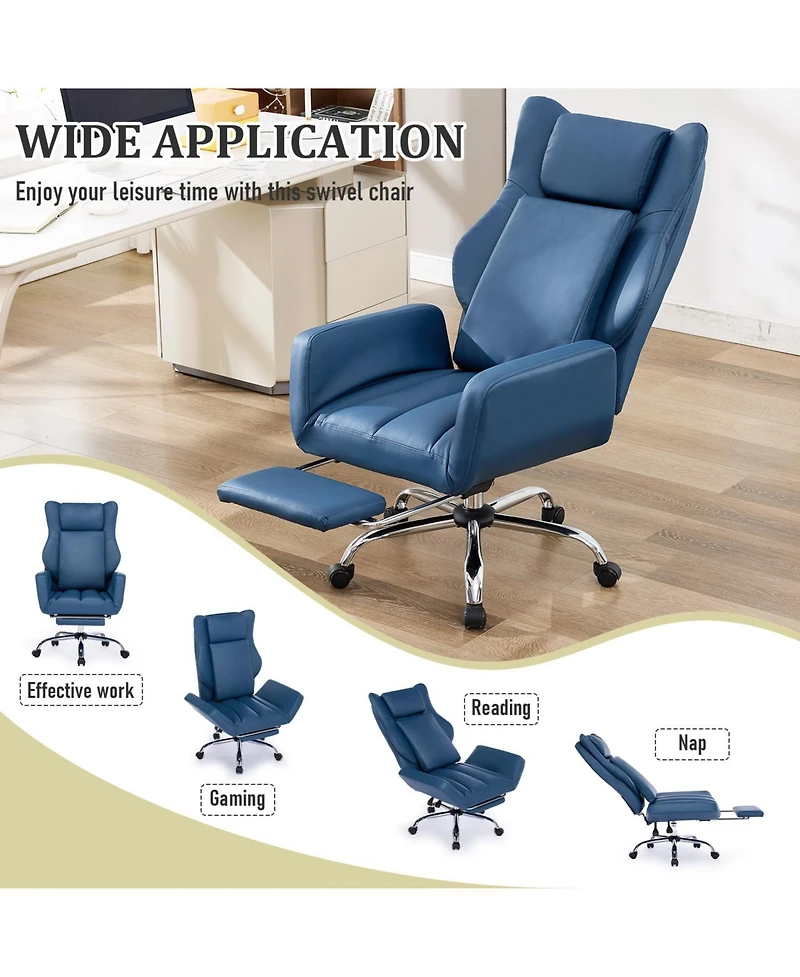 Dyhome Pu Leather Cross-legged Office Chair, Criss Cross Executive Desk Chair with Flip-up Arms