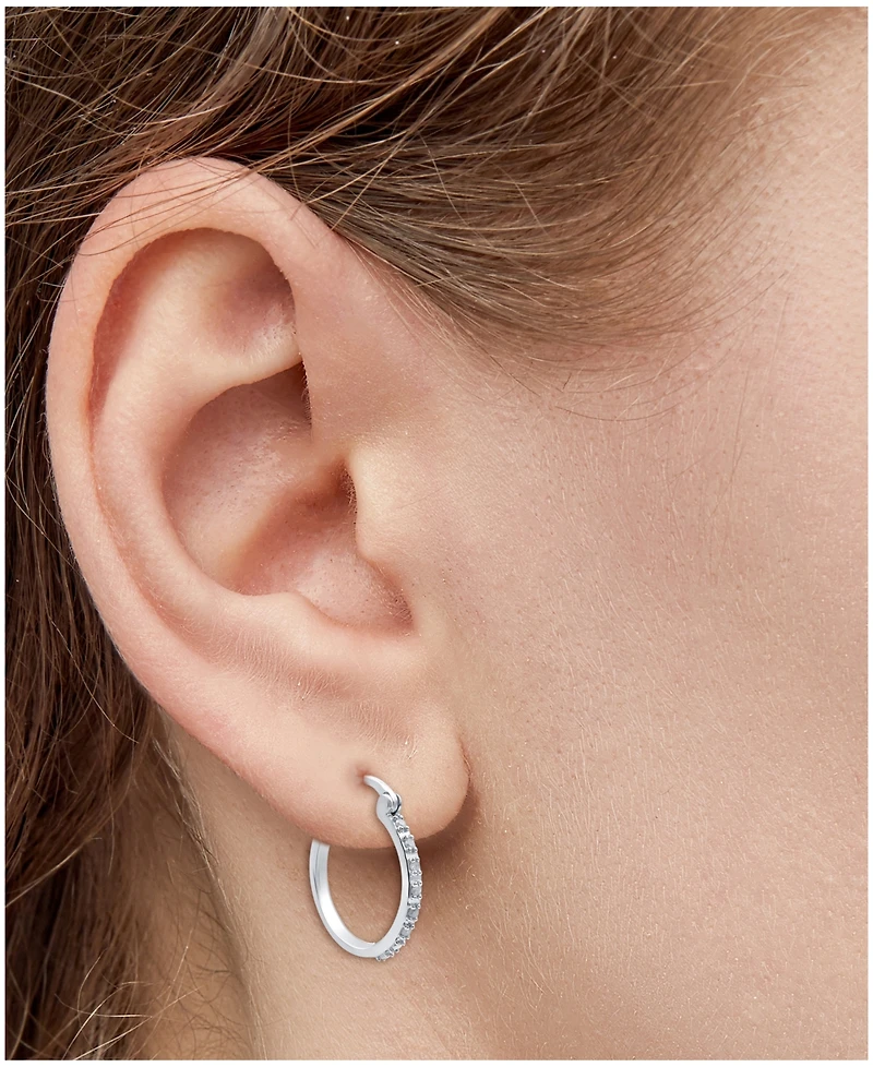 Diamond Hoop Earrings (1/10 ct. t.w.) in Sterling Silver