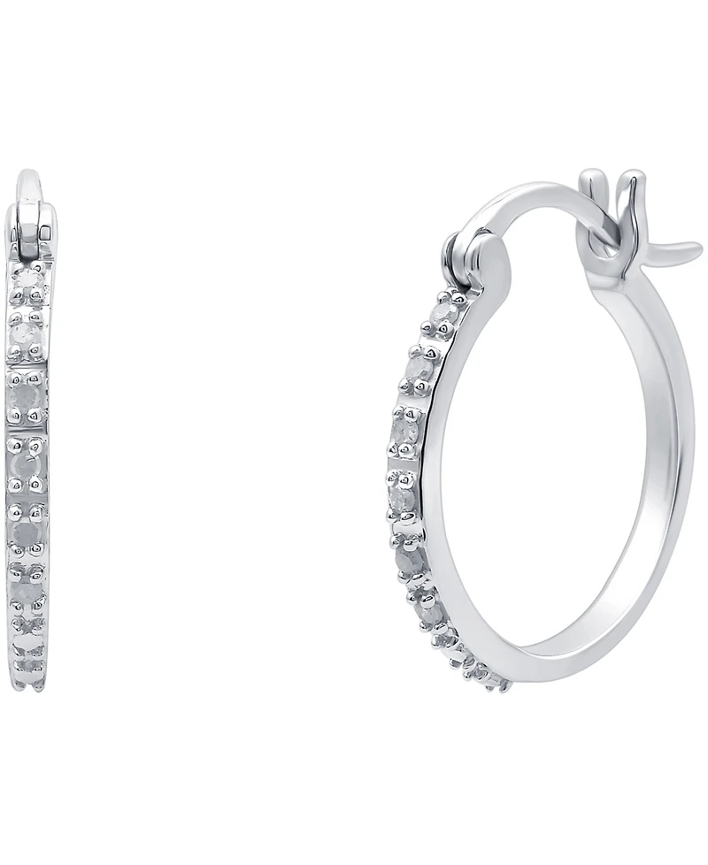 Diamond Hoop Earrings (1/10 ct. t.w.) in Sterling Silver