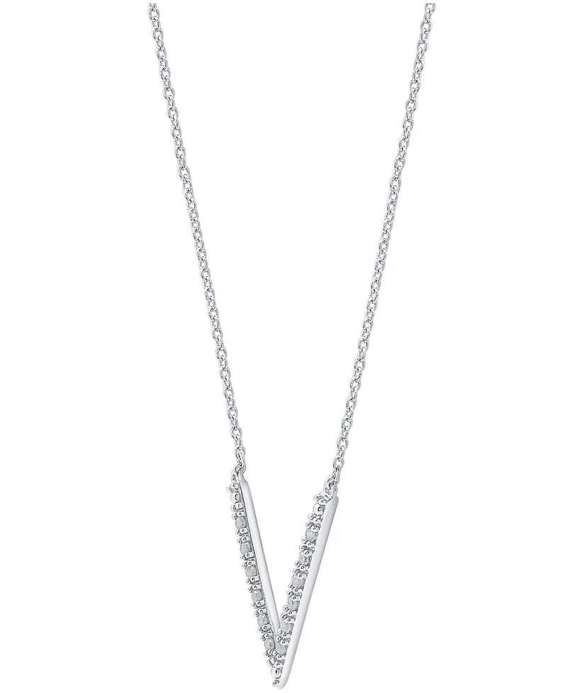 Diamond "V" Necklace (1/10 ct. t.w.) in Sterling Silver