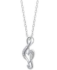 Diamond Treble Clef Heart Pendant Necklace in Sterling Silver (1/10 ct. t.w.)
