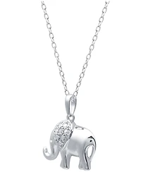 Diamond Elephant 18" Pendant Necklace in Sterling Silver (1/10 ct. t.w.)