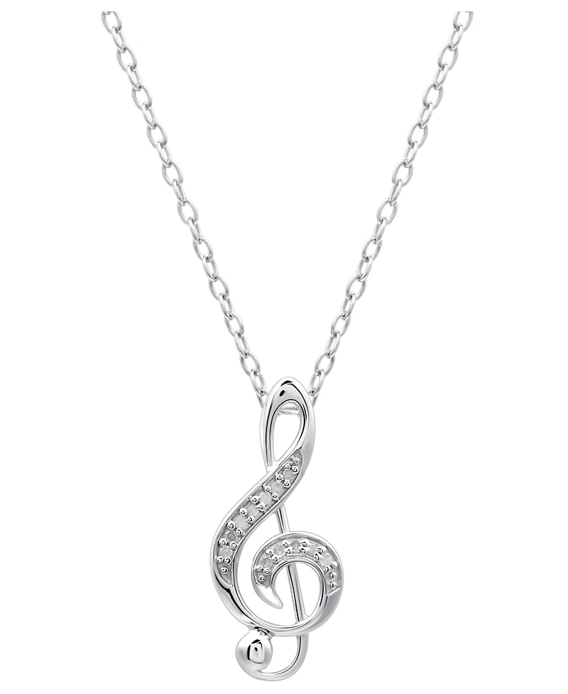 Diamond Pendant Necklace, Sterling Silver Diamond Music Note (1/10 ct. t.w.)
