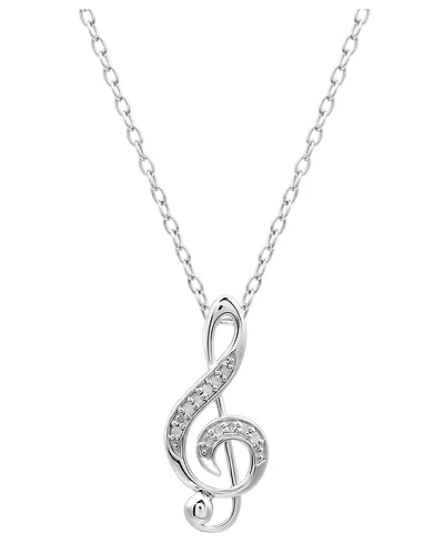 Diamond Pendant Necklace, Sterling Silver Diamond Music Note (1/10 ct. t.w.)