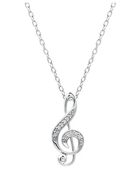 Diamond Pendant Necklace, Sterling Silver Diamond Music Note (1/10 ct. t.w.)