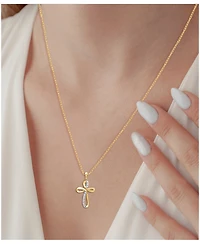 Diamond Cross Pendant Necklace in 18k Gold over Sterling Silver (1/10 ct. t.w.)