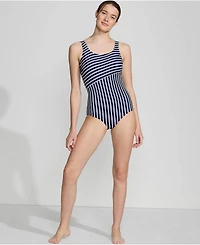 Lands' End Women's D-Cup Tugless One Piece Swimsuit Soft Cup Print