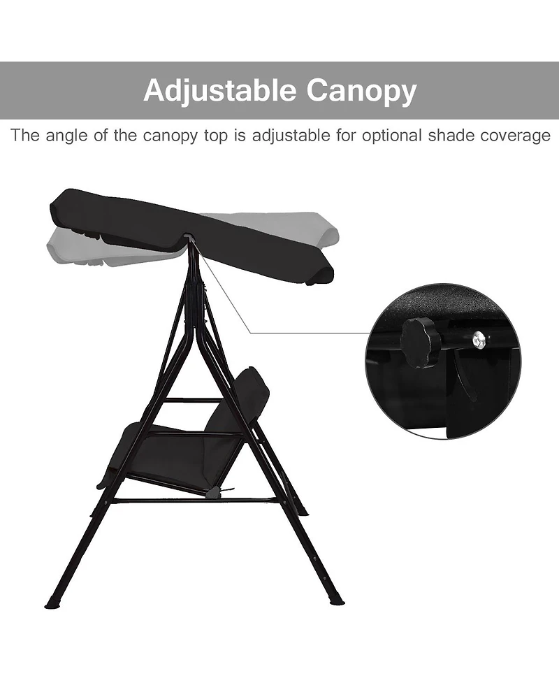 Costway Loveseat Patio Canopy Swing Glider Hammock Cushioned Steel Frame Outdoor
