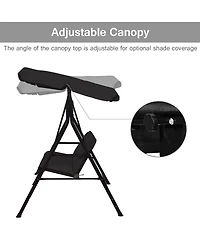 Costway Loveseat Patio Canopy Swing Glider Hammock Cushioned Steel Frame Outdoor
