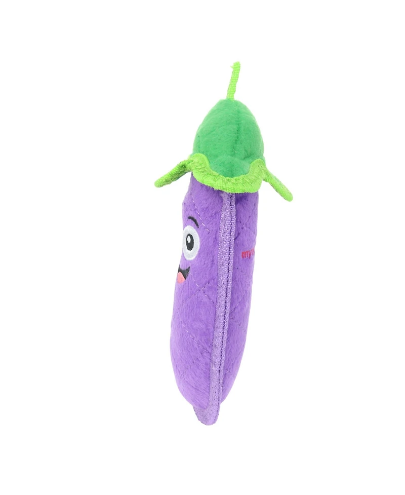 Tuffy Funny Food Eggplant, Durable Plush Squeaky Dog Toy