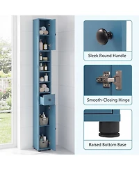 Costway Slim Bathroom Tall Cabinet with 2 Doors, 1 Drawer and 5 Adjustable Shelves for Home