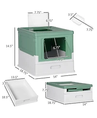 Ruie Fully Enclosed Cat Litter Box with Front Entry and Top Exit
