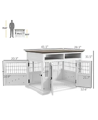 Ruie Dog Crate Furniture End Table with Storage and Double Doors
