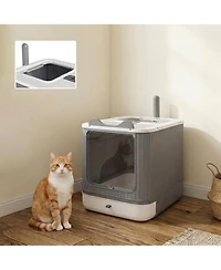 Ruie Enclosed Cat Litter Box with Front Entry Top Exit and Drawer