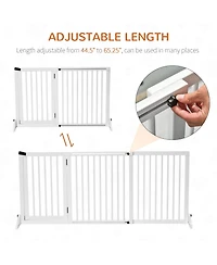 Ruie Adjustable Freestanding Wooden Pet Gate with Lockable 3-Panel Door