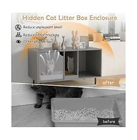 Ruie Cat Litter Box Enclosure Hidden Washroom with Detachable Scratching Board