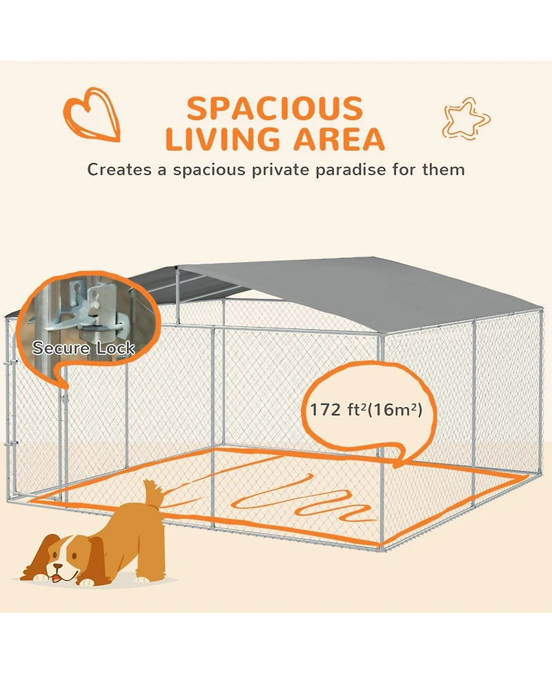Ruie Outdoor Dog Kennel Dog Run with Waterproof Canopy Roof