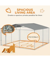 Ruie Outdoor Dog Kennel Dog Run with Waterproof Canopy Roof